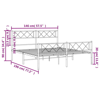 Giroletto con Testiera e Pediera Metallo Nero 140x190 cm | homemem39