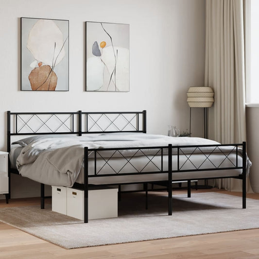 Giroletto con Testiera e Pediera Metallo Nero 140x190 cm | homemem39