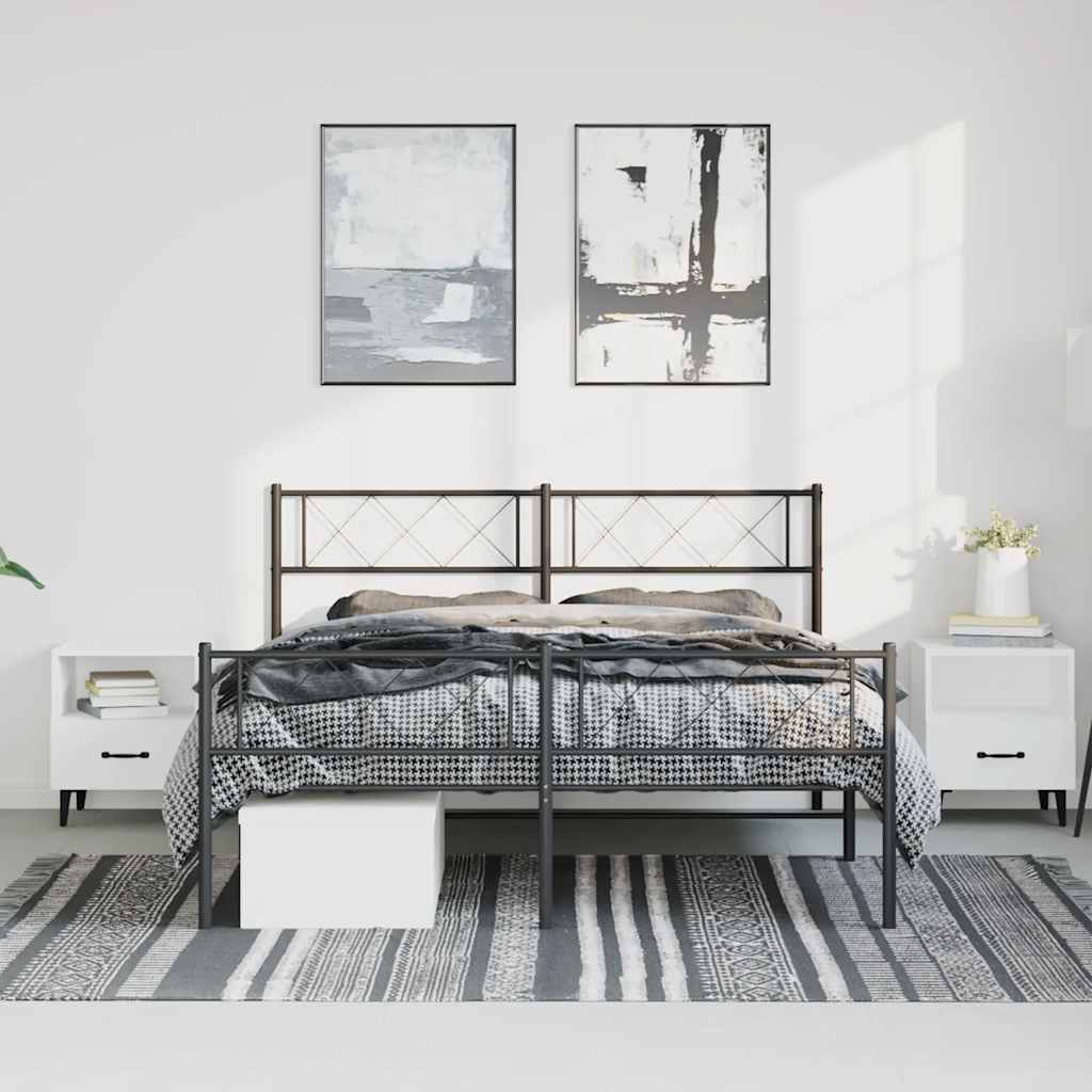 Giroletto con Testiera e Pediera Metallo Nero 150x200 cm | homemem39