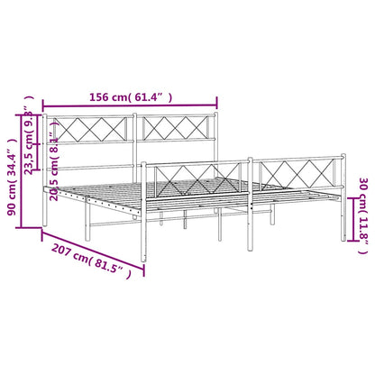 Giroletto con Testiera e Pediera Metallo Nero 150x200 cm | homemem39