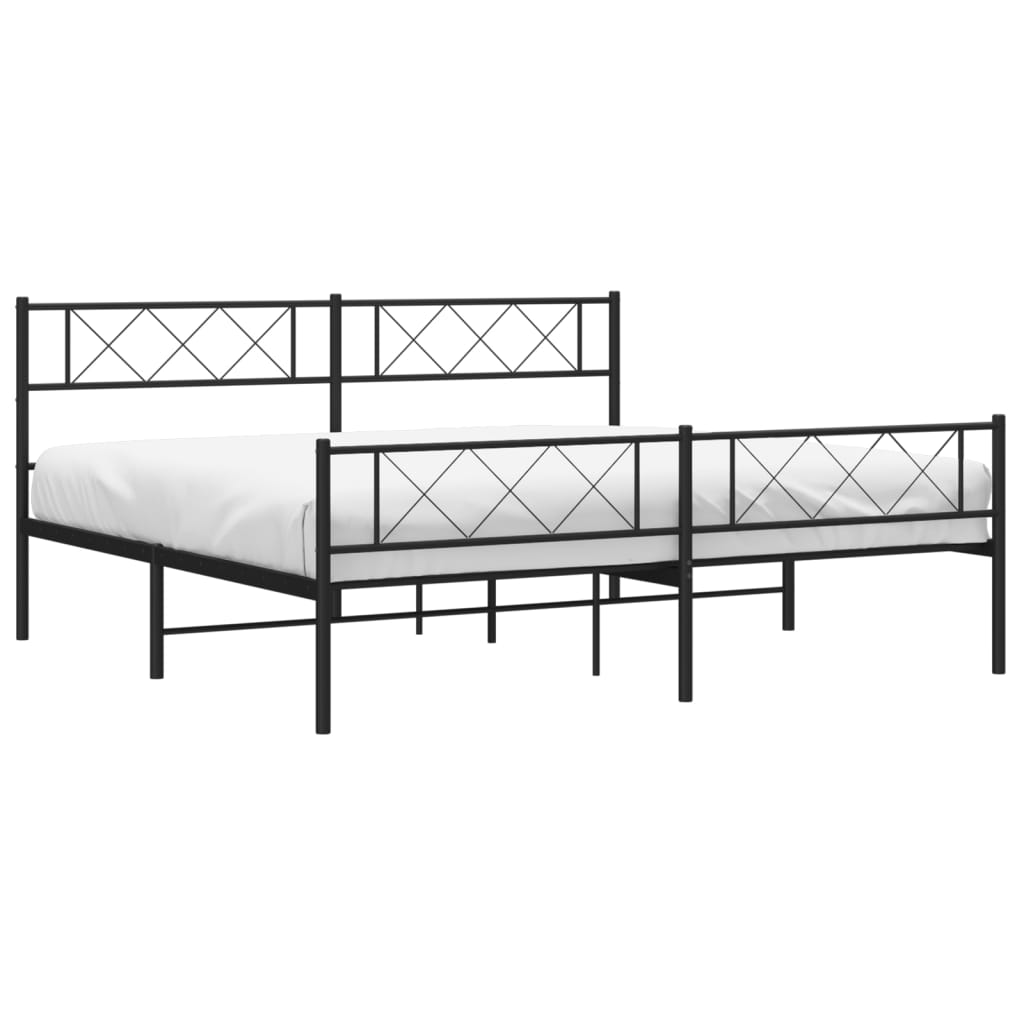 Giroletto senza Materaso con Pediera in Metallo Nero 180x200 cm | homemem39