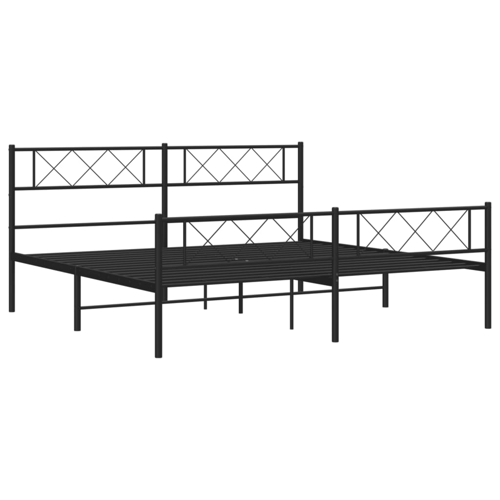 Giroletto senza Materaso con Pediera in Metallo Nero 180x200 cm | homemem39