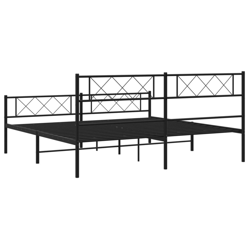 Giroletto senza Materaso con Pediera in Metallo Nero 180x200 cm | homemem39