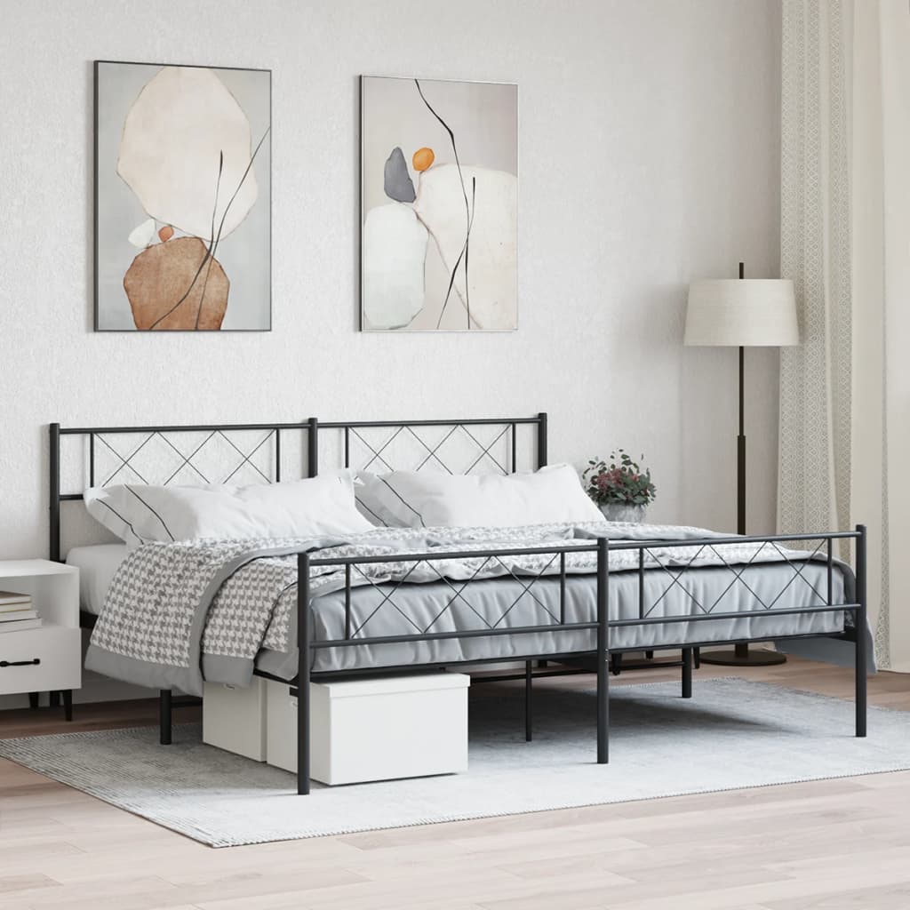 Giroletto senza Materaso con Pediera in Metallo Nero 180x200 cm | homemem39