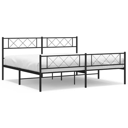 Giroletto con Testiera e Pediera Metallo Nero 183x213 cm | homemem39