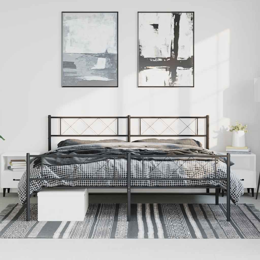 Giroletto con Testiera e Pediera Metallo Nero 183x213 cm | homemem39