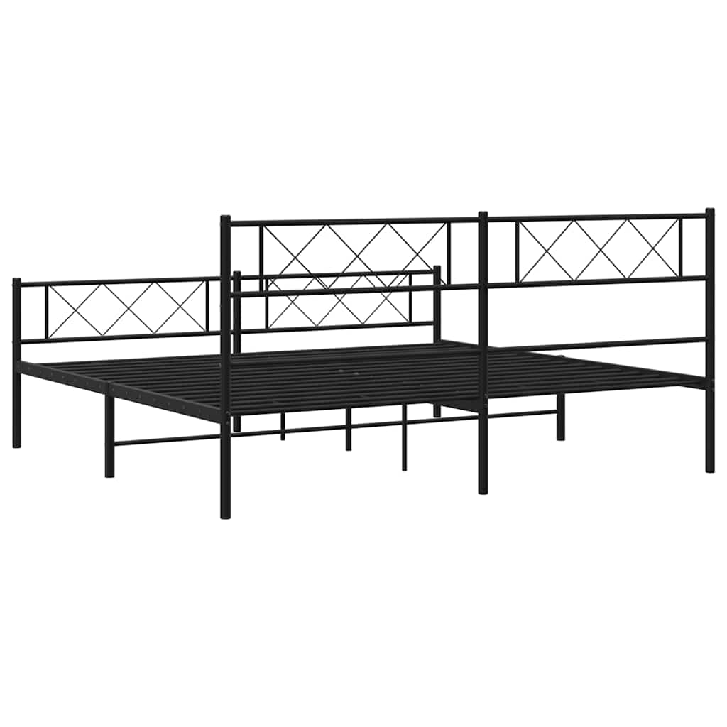 Giroletto con Testiera e Pediera Metallo Nero 183x213 cm | homemem39
