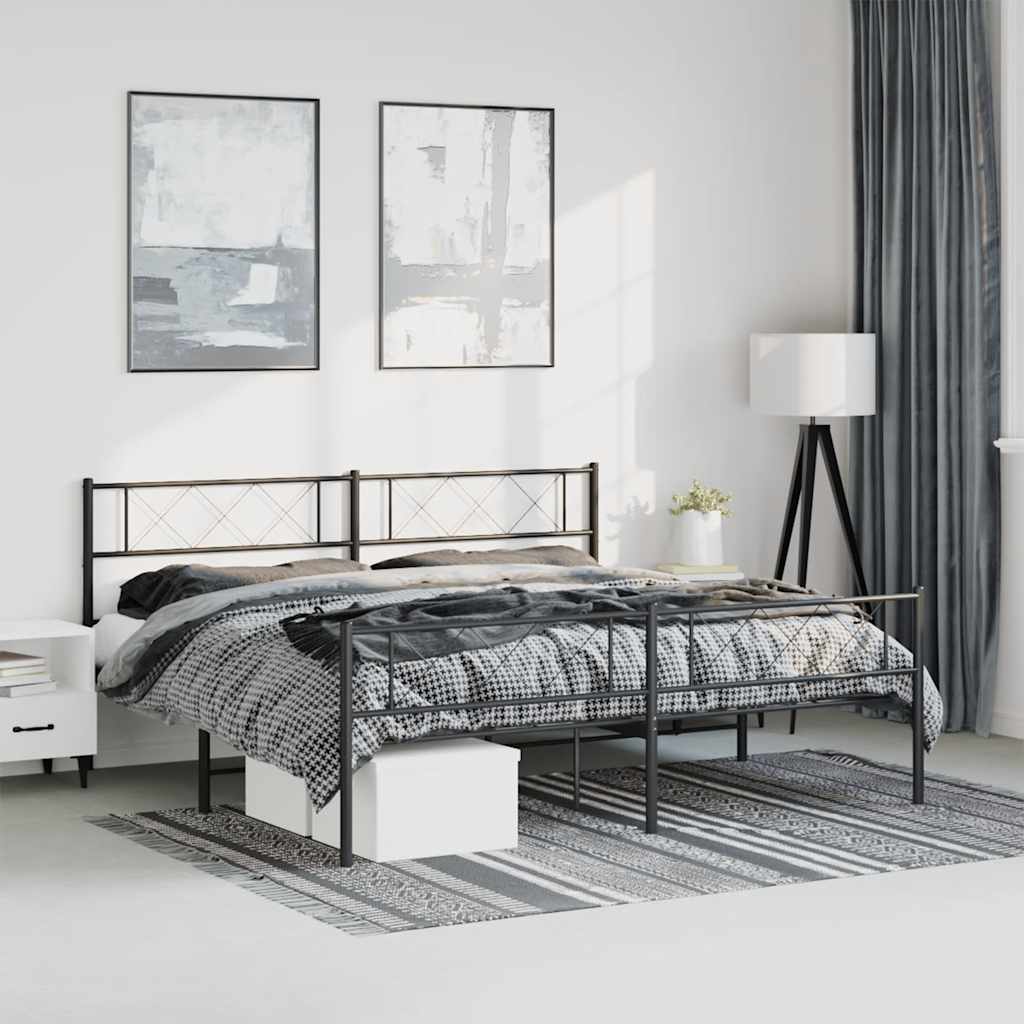 Giroletto con Testiera e Pediera Metallo Nero 183x213 cm | homemem39