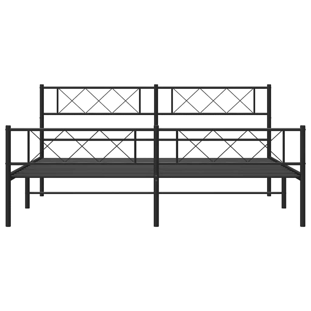 Giroletto con Testiera e Pediera Metallo Nero 193x203 cm | homemem39