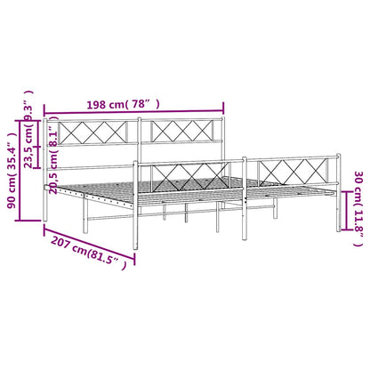 Giroletto con Testiera e Pediera Metallo Nero 193x203 cm | homemem39