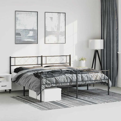 Giroletto con Testiera e Pediera Metallo Nero 193x203 cm | homemem39