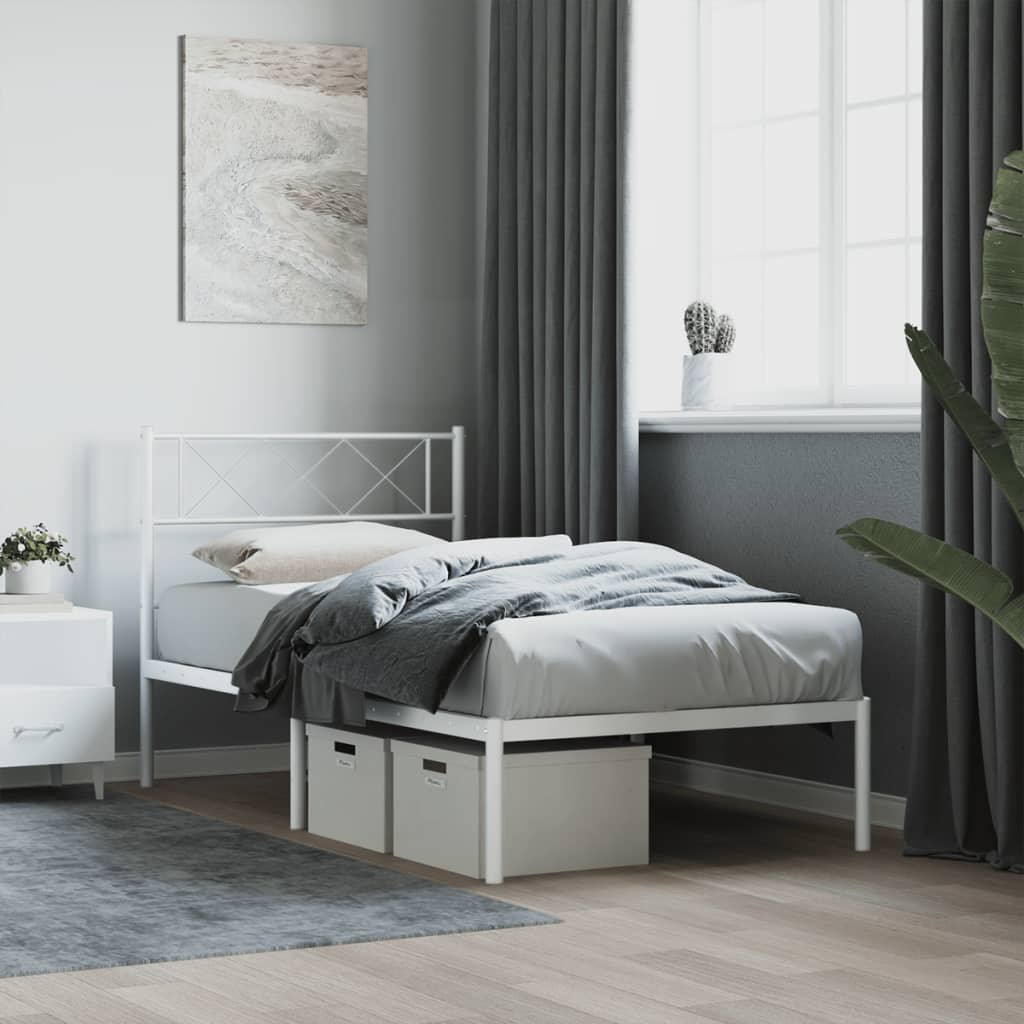 Giroletto con Testiera Metallo Bianco 80x200 cm | homemem39