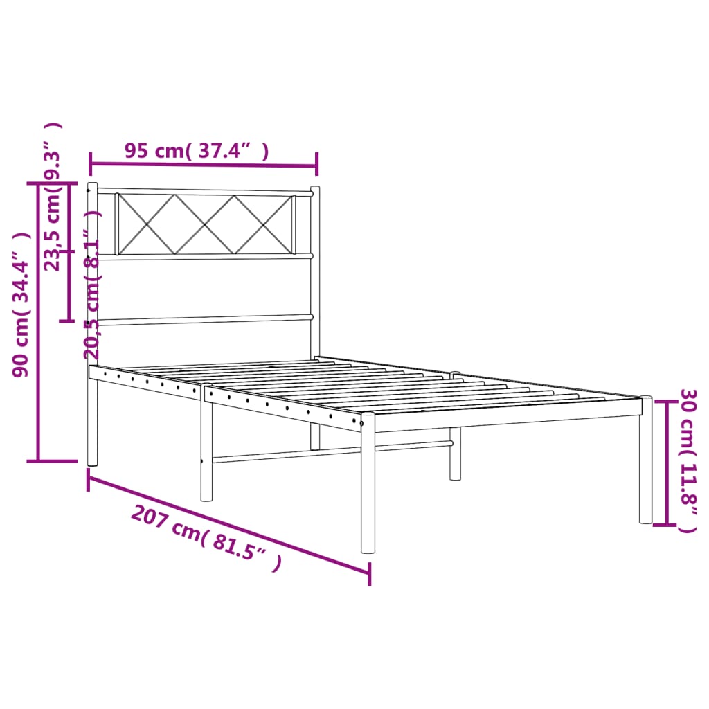 Giroletto con Testiera Metallo Bianco 90x200 cm | homemem39