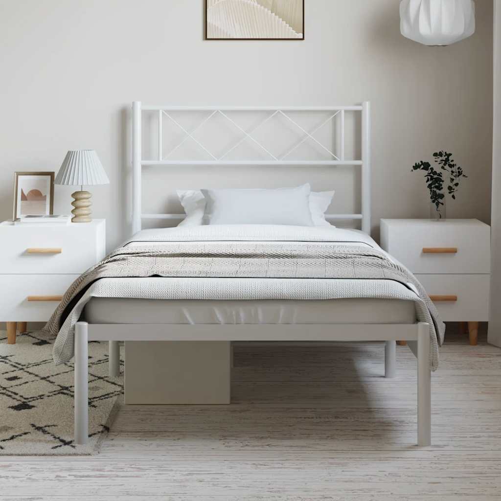 Giroletto con Testiera Metallo Bianco 100x200 cm | homemem39