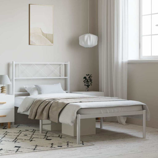 Giroletto con Testiera Metallo Bianco 100x200 cm | homemem39