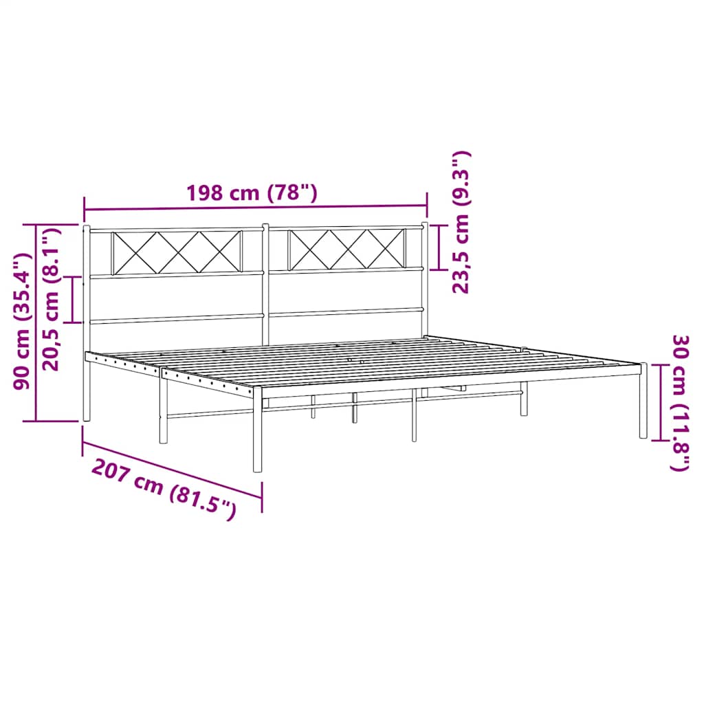Giroletto con Testiera Metallo Bianco 193x203 cm | homemem39