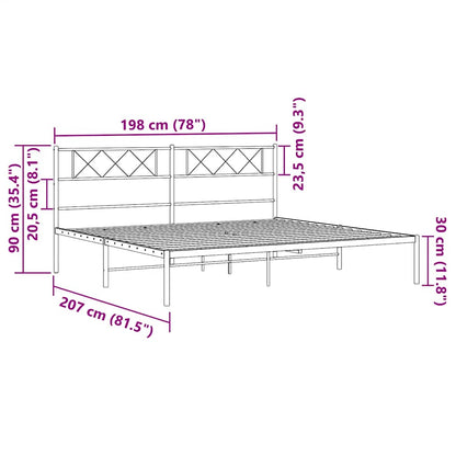 Giroletto con Testiera Metallo Bianco 193x203 cm | homemem39
