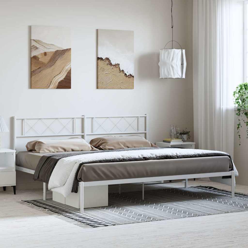 Giroletto con Testiera Metallo Bianco 193x203 cm | homemem39