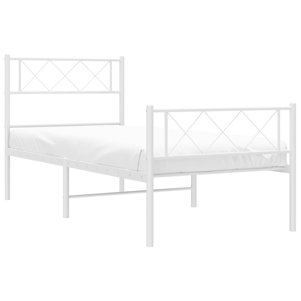 Giroletto con Testiera e Pediera Metallo Bianco 80x200 cm | homemem39