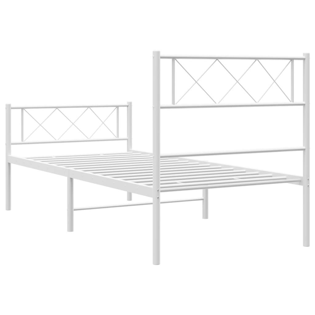 Giroletto con Testiera e Pediera Metallo Bianco 80x200 cm | homemem39