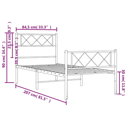 Giroletto con Testiera e Pediera Metallo Bianco 80x200 cm | homemem39