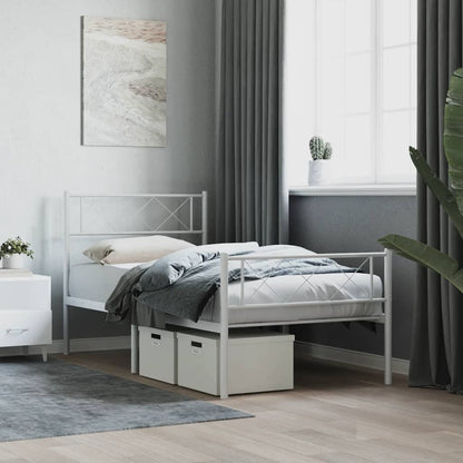 Giroletto con Testiera e Pediera Metallo Bianco 80x200 cm | homemem39