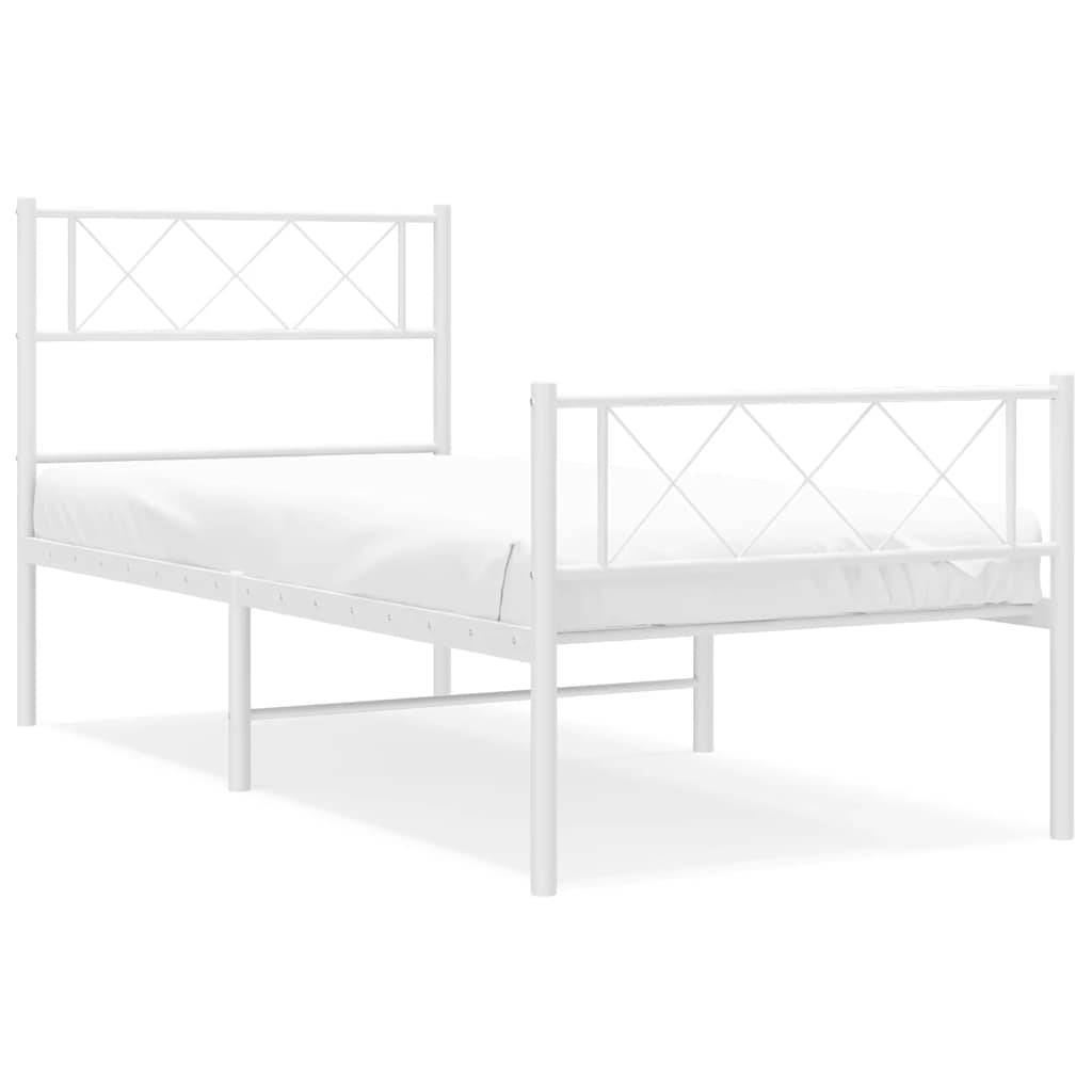 Giroletto con Testiera e Pediera Metallo Bianco 100x200 cm | homemem39