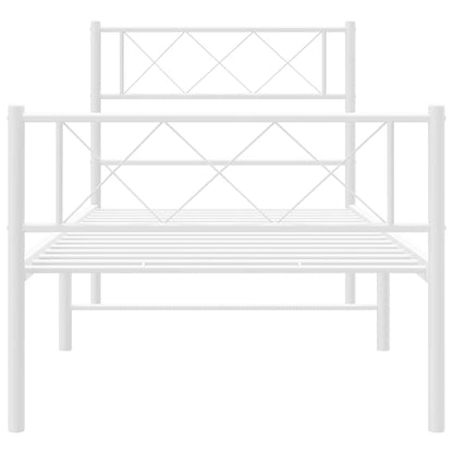 Giroletto con Testiera e Pediera Metallo Bianco 100x200 cm | homemem39