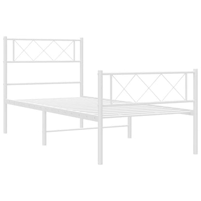 Giroletto con Testiera e Pediera Metallo Bianco 100x200 cm | homemem39