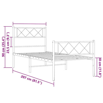 Giroletto con Testiera e Pediera Metallo Bianco 100x200 cm | homemem39