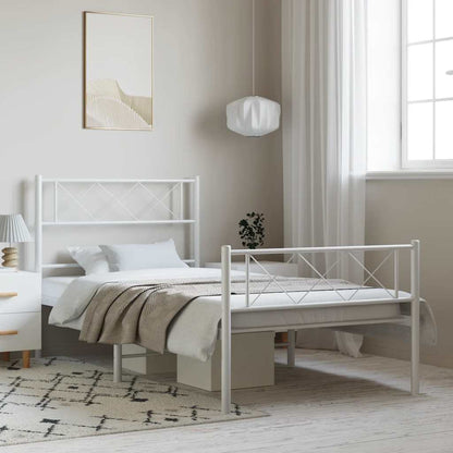 Giroletto con Testiera e Pediera Metallo Bianco 100x200 cm | homemem39