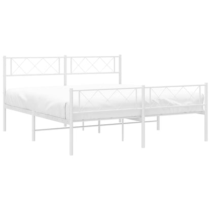 Giroletto con Testiera e Pediera Metallo Bianco 140x190 cm | homemem39