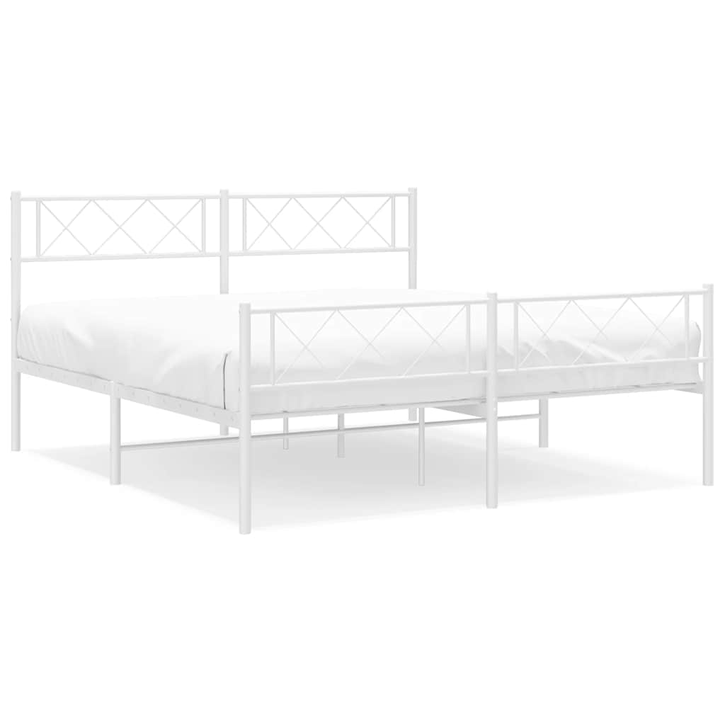 Giroletto con Testiera e Pediera Metallo Bianco 150x200 cm | homemem39