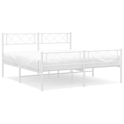 Giroletto con Testiera e Pediera Metallo Bianco 150x200 cm | homemem39