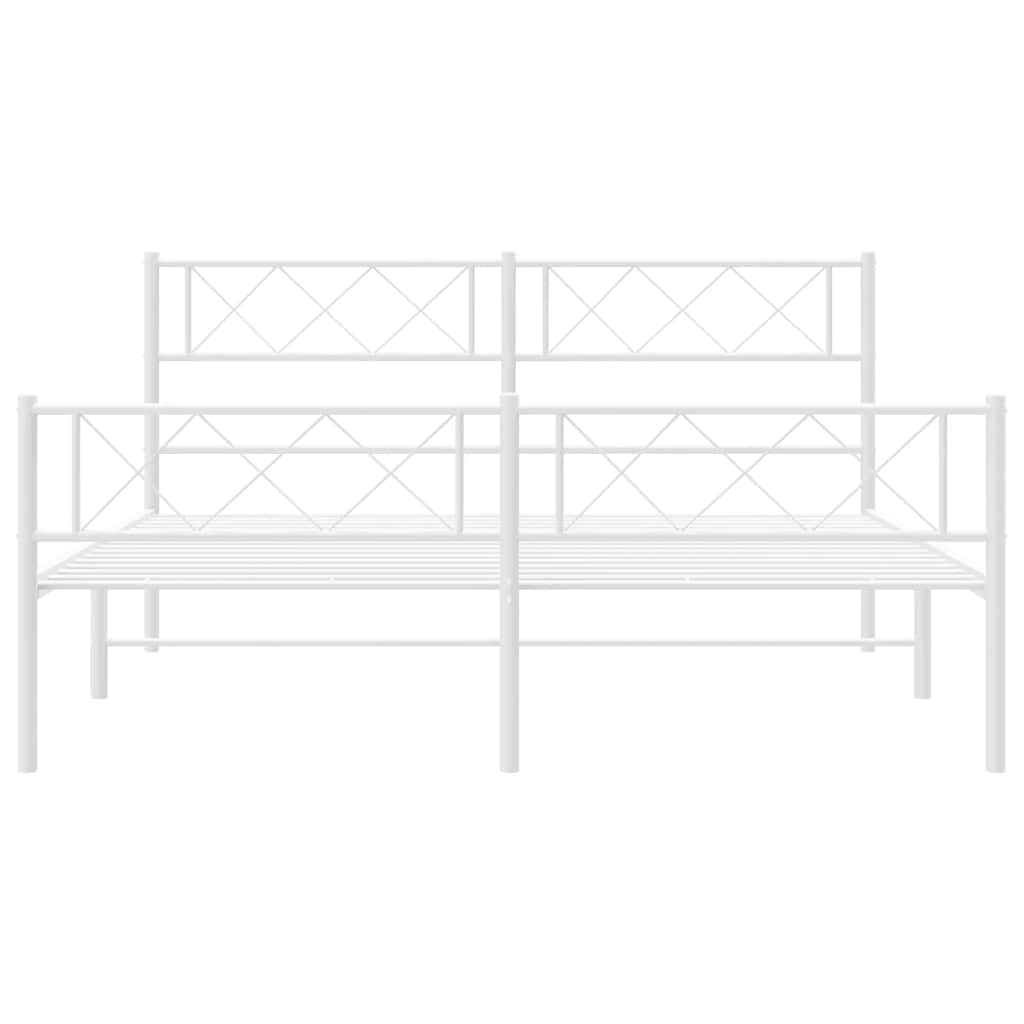 Giroletto con Testiera e Pediera Metallo Bianco 150x200 cm | homemem39