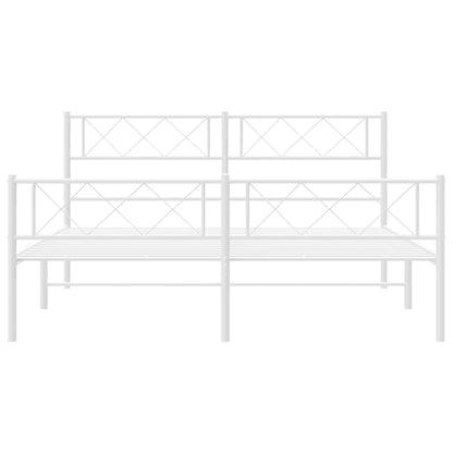 Giroletto con Testiera e Pediera Metallo Bianco 150x200 cm | homemem39