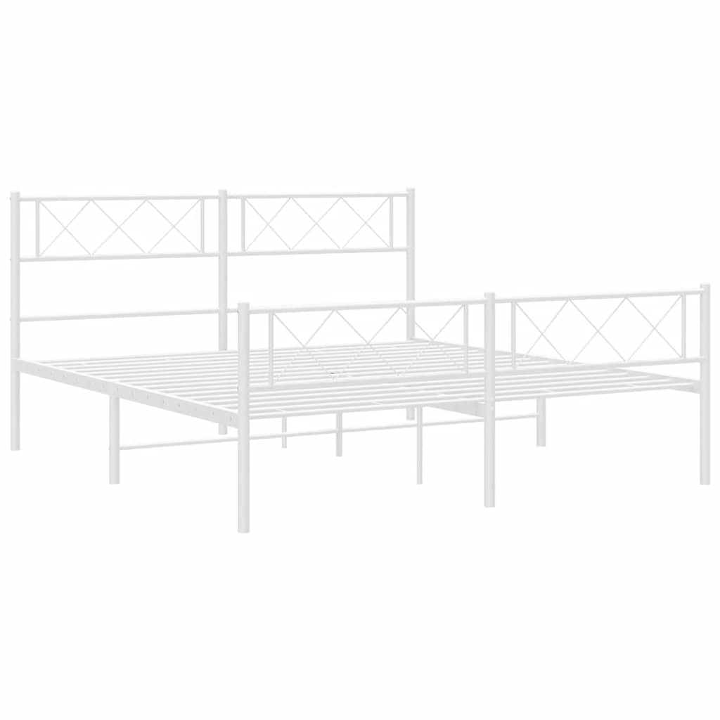 Giroletto con Testiera e Pediera Metallo Bianco 150x200 cm | homemem39