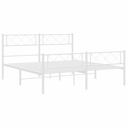 Giroletto con Testiera e Pediera Metallo Bianco 150x200 cm | homemem39