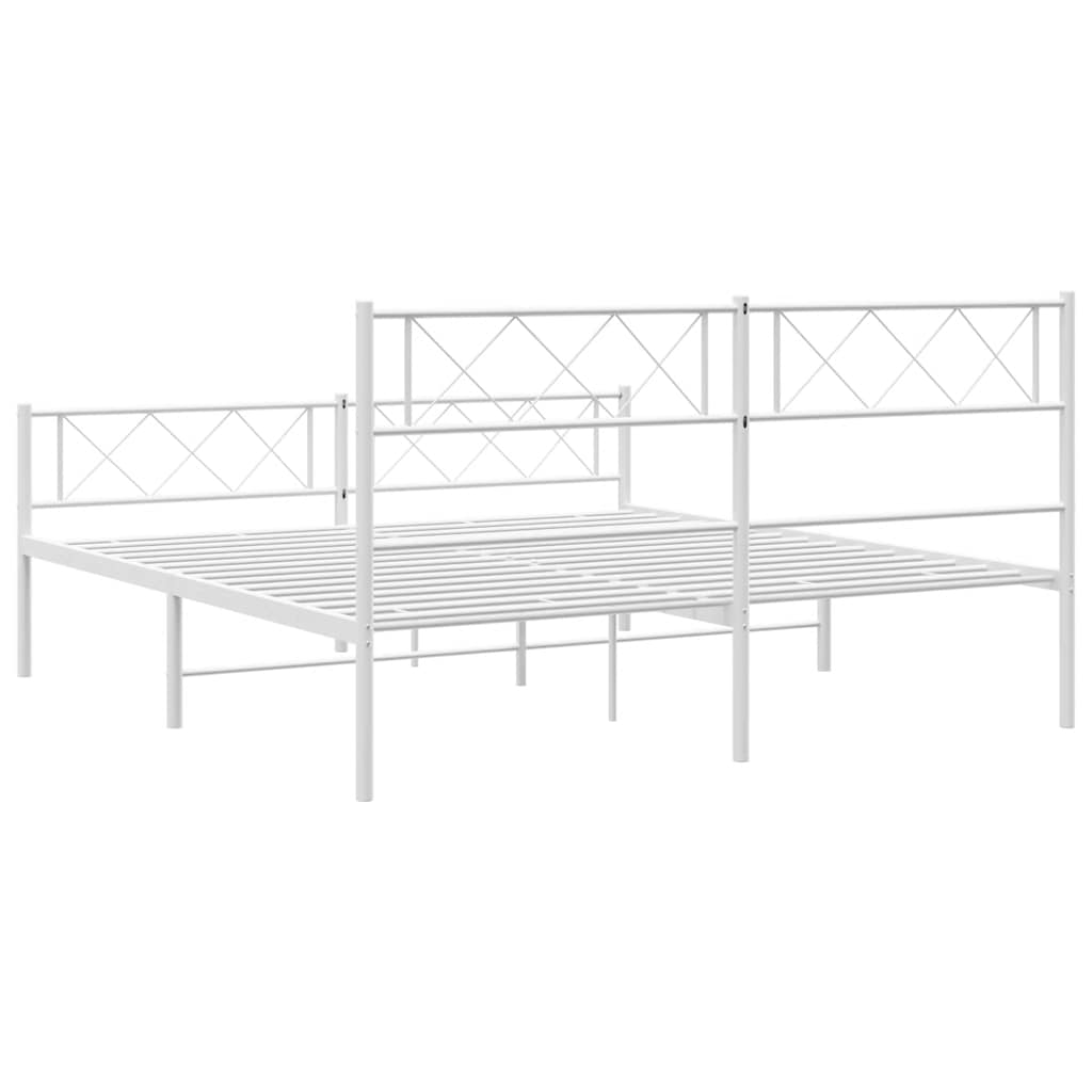 Giroletto con Testiera e Pediera Metallo Bianco 150x200 cm | homemem39