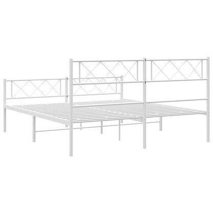 Giroletto con Testiera e Pediera Metallo Bianco 150x200 cm | homemem39