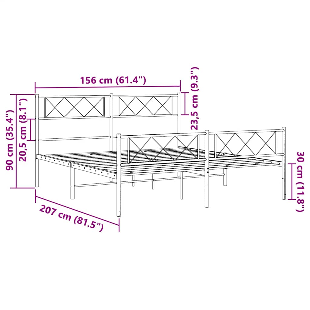 Giroletto con Testiera e Pediera Metallo Bianco 150x200 cm | homemem39