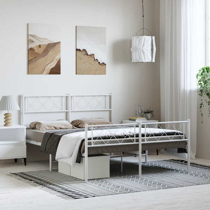 Giroletto con Testiera e Pediera Metallo Bianco 150x200 cm | homemem39