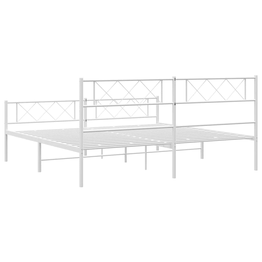Giroletto con Testiera e Pediera Metallo Bianco 183x213 cm | homemem39
