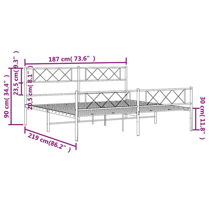 Giroletto con Testiera e Pediera Metallo Bianco 183x213 cm | homemem39
