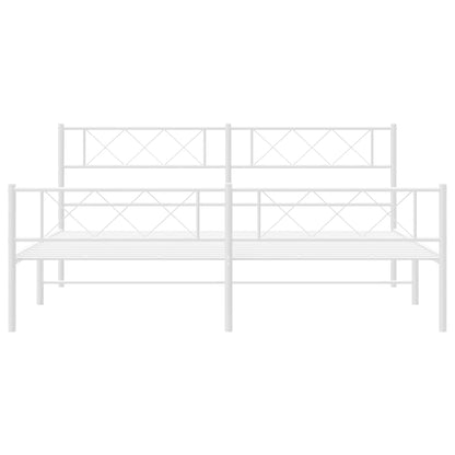 Giroletto con Testiera e Pediera Metallo Bianco 193x203 cm - homemem39