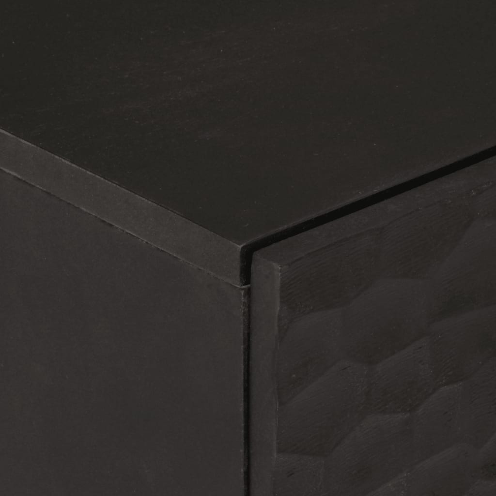 Credenze 2 pz Nero 60x33x75 cm in Legno Massello di Mango