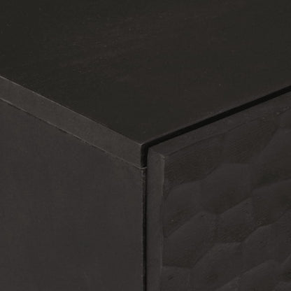 Credenze 2 pz Nero 60x33x75 cm in Legno Massello di Mango