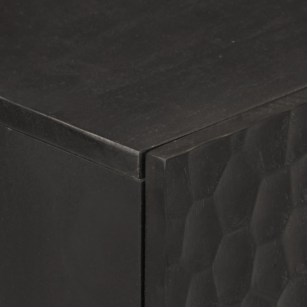 Credenze 3 pz Nero 60x33x75 cm in Legno Massello di Mango