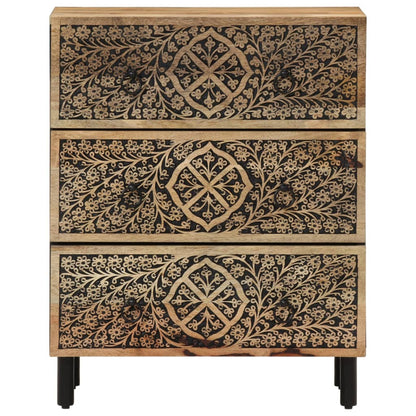 Credenze 3 pz 60x33x75 cm in Legno Massello di Mango