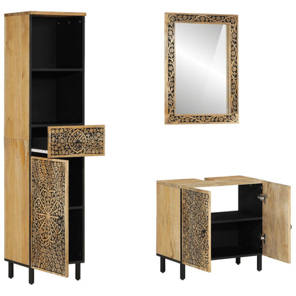 Set Mobili da Bagno 3pz in Legno Massello di Mango | homemem39